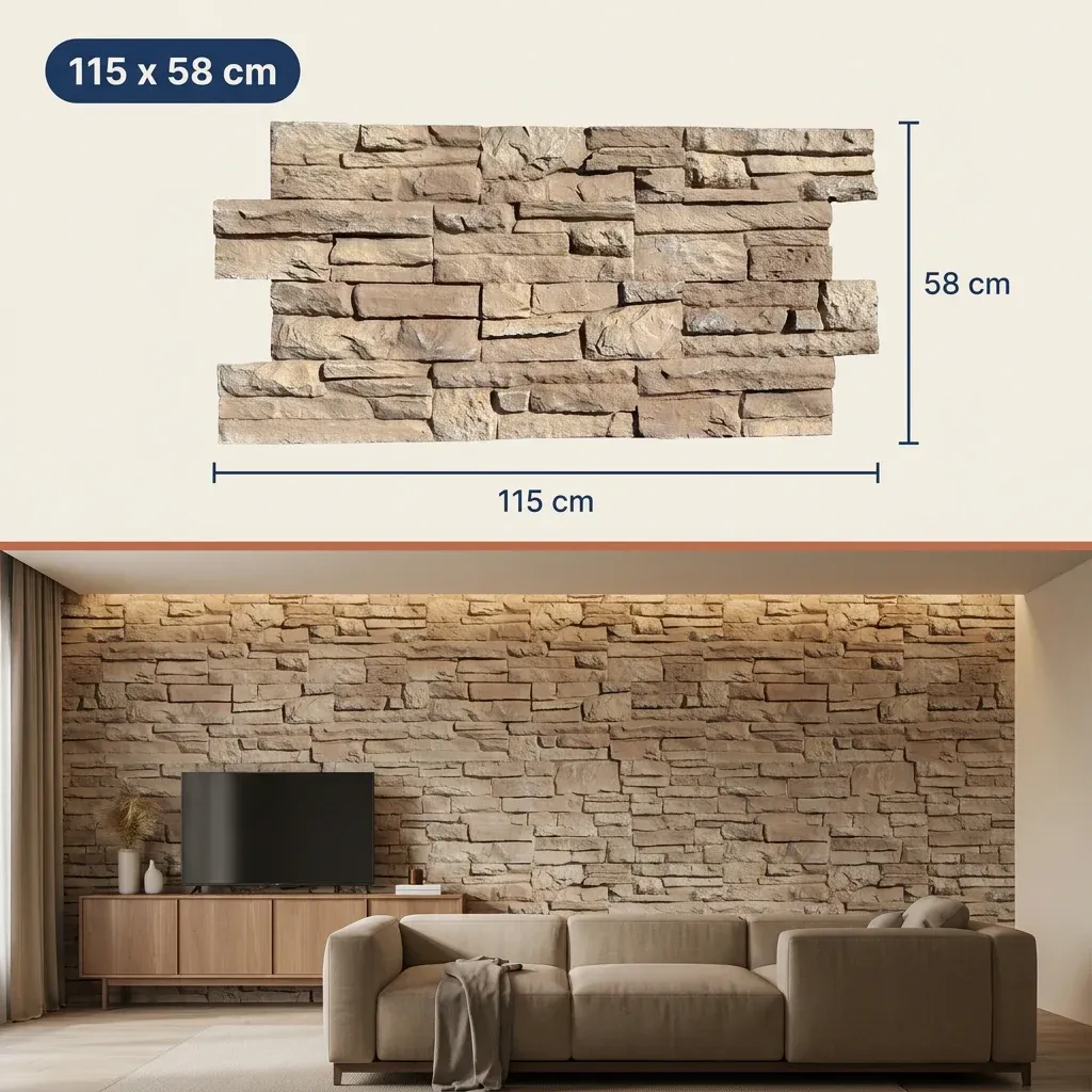 Painel 3D de Tijolo PU Colorado Coffee 115x58 cm
