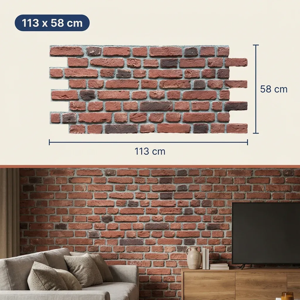 Painel 3D de Tijolo PU Kloostermoppen 113x58x3 cm